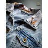 Upcycling d'une veste en jean avec un tissu Poudlard